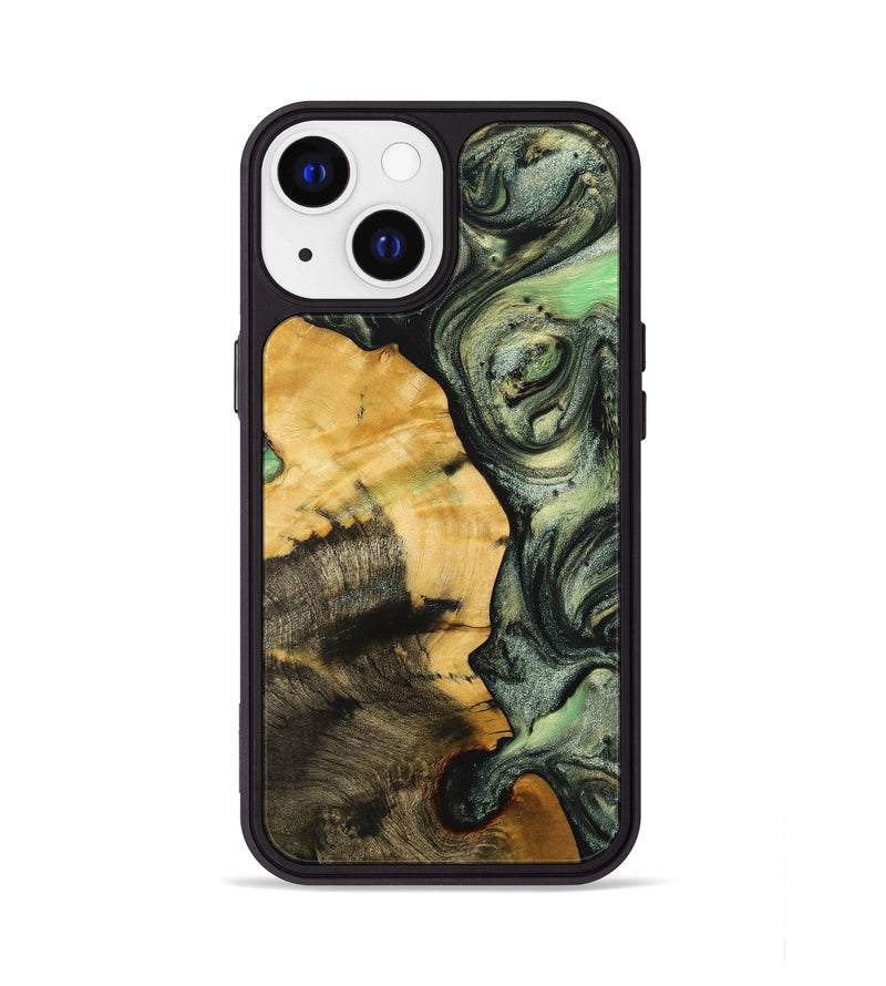 iPhone 13 Wood+Resin Phone Case - Donnie (Green, 703828)