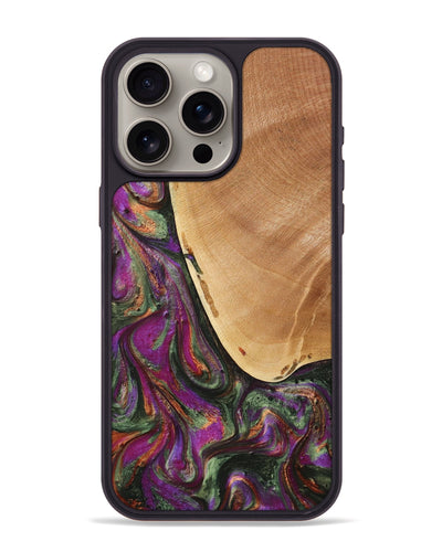 iPhone 15 Pro Max Wood+Resin Phone Case - Duane (Green, 703839)