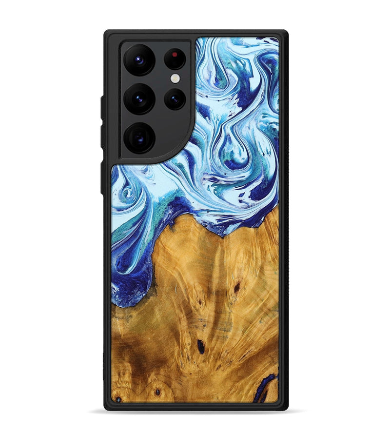 Galaxy S22 Ultra Wood+Resin Phone Case - Lynette (Blue, 703844)