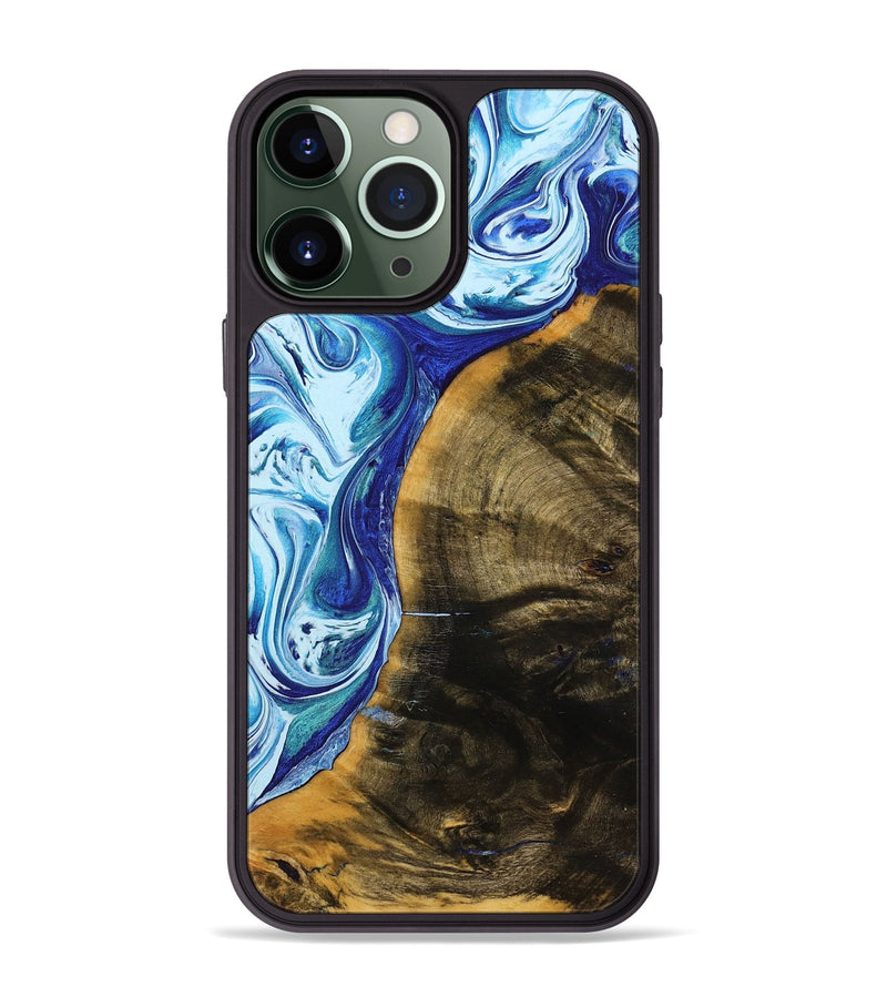 iPhone 13 Pro Max Wood+Resin Phone Case - Karson (Blue, 703860)