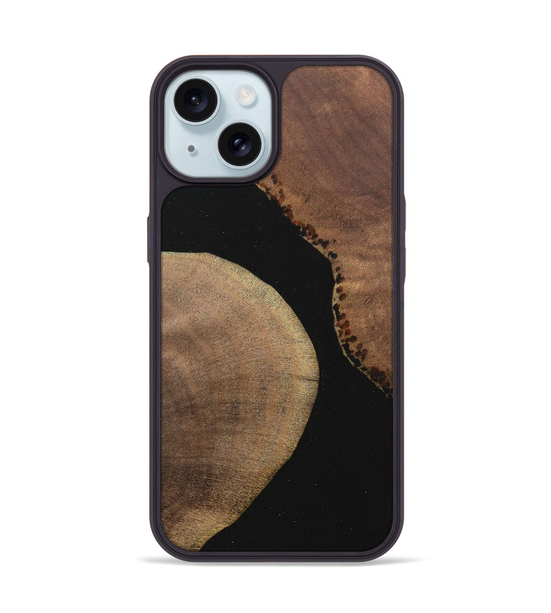 iPhone 15 Wood+Resin Phone Case - Marvin (Pure Black, 703968)