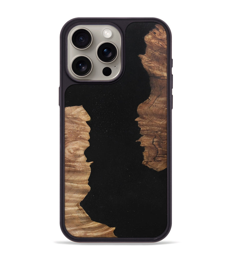 iPhone 15 Pro Max Wood+Resin Phone Case - Zion (Pure Black, 703969)