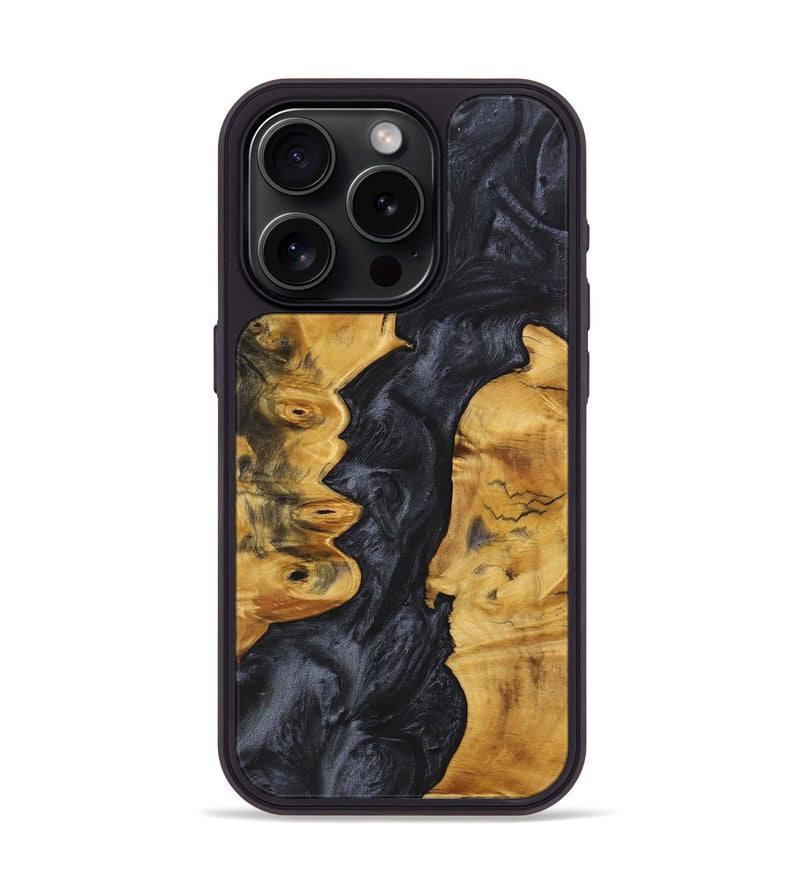 iPhone 15 Pro Wood+Resin Phone Case - Madisyn (Pure Black, 703979)