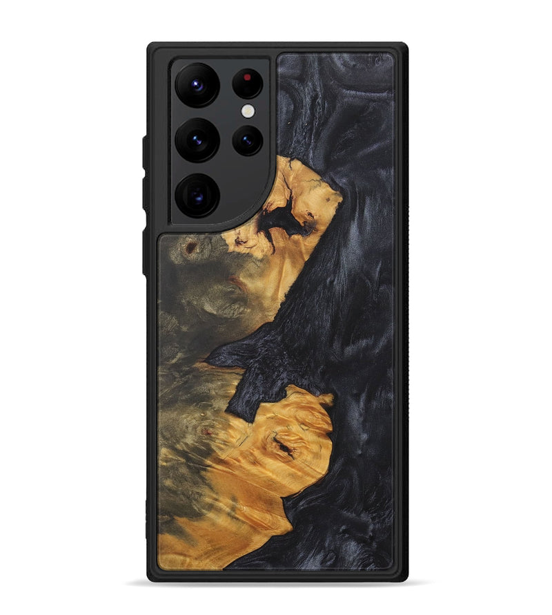 Galaxy S22 Ultra Wood+Resin Phone Case - Jewell (Pure Black, 703987)