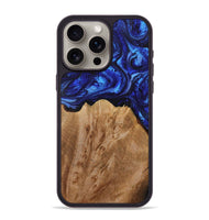 iPhone 15 Pro Max Wood+Resin Phone Case - Shelley (Blue, 704101)