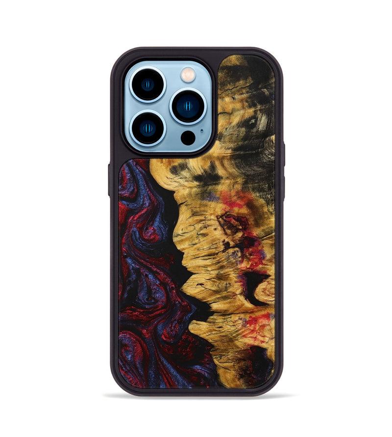 iPhone 14 Pro Wood+Resin Phone Case - Marlon (Red, 704118)