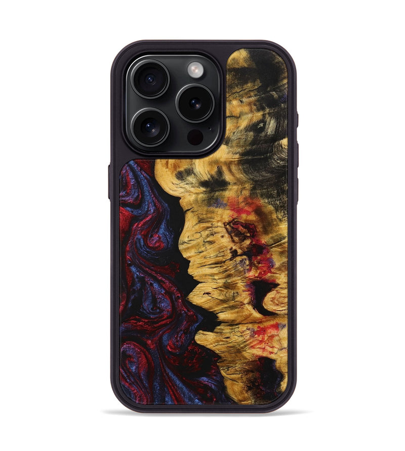 iPhone 15 Pro Wood+Resin Phone Case - Marlon (Red, 704118)