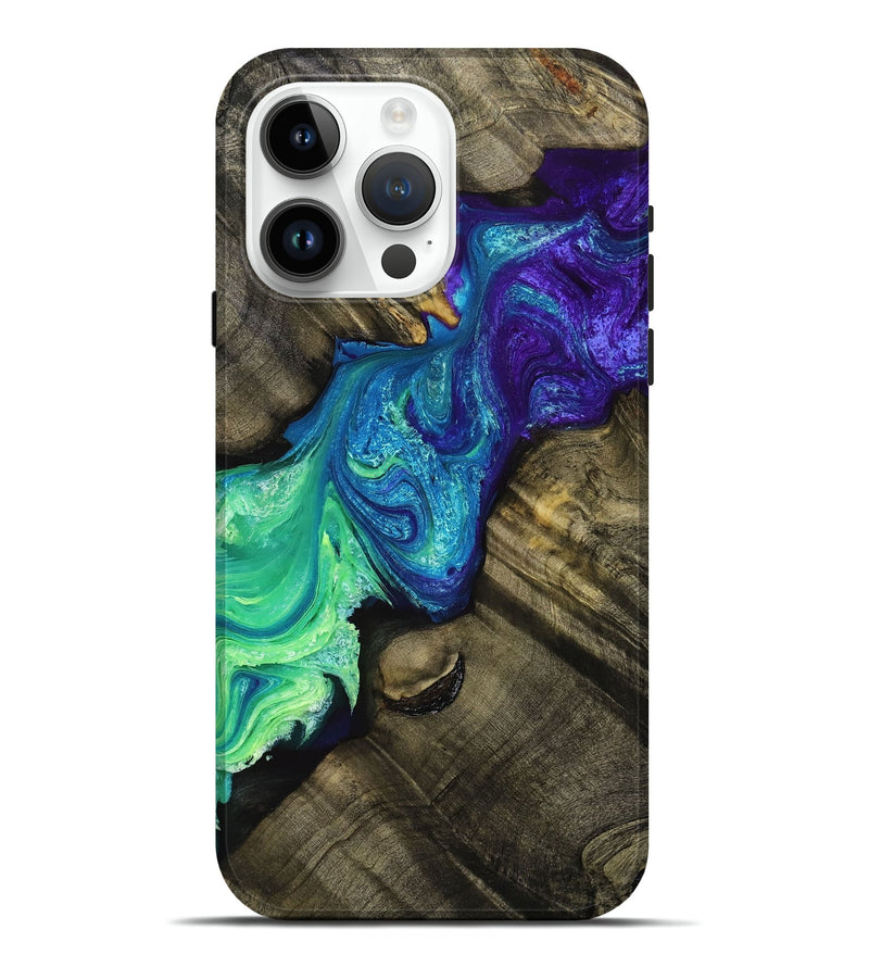 iPhone 15 Pro Max Wood+Resin Live Edge Phone Case - Mathew (Ombre, 704255)
