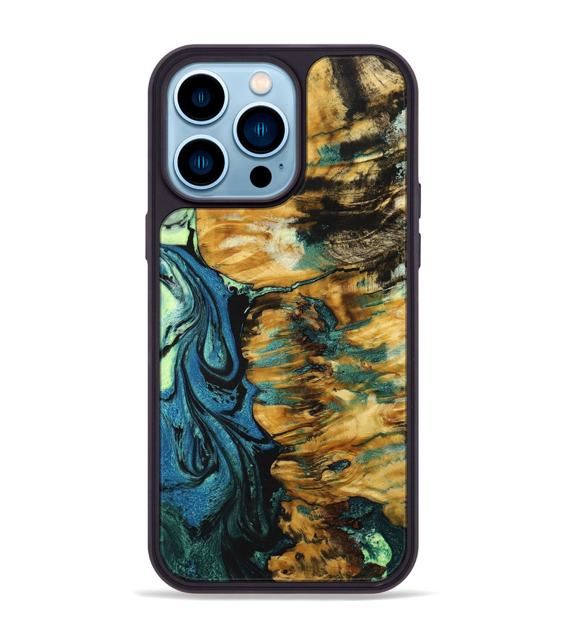 iPhone 14 Pro Max Wood+Resin Phone Case - Sandra (Ombre, 704263)