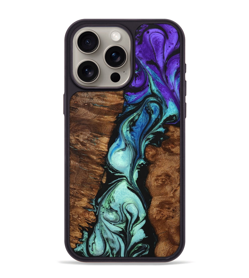 iPhone 15 Pro Max Wood+Resin Phone Case - Addie (Ombre, 704362)