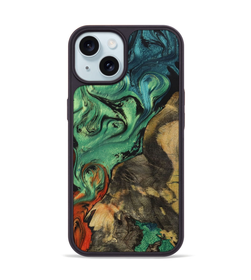 iPhone 15 Wood+Resin Phone Case - Albert (Ombre, 704371)