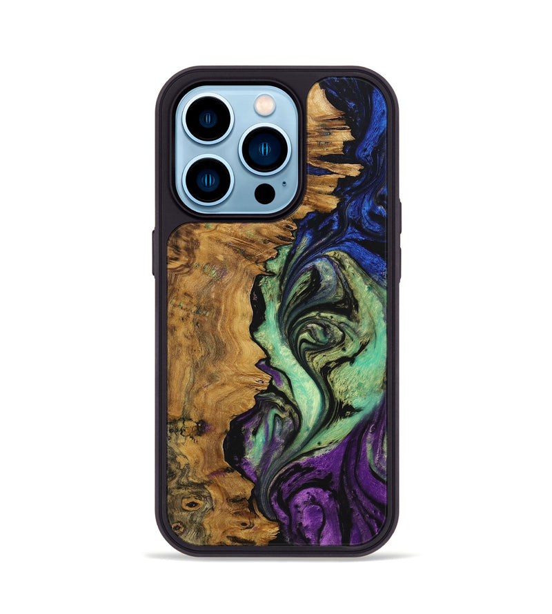iPhone 14 Pro Wood+Resin Phone Case - Bessie (Ombre, 704396)