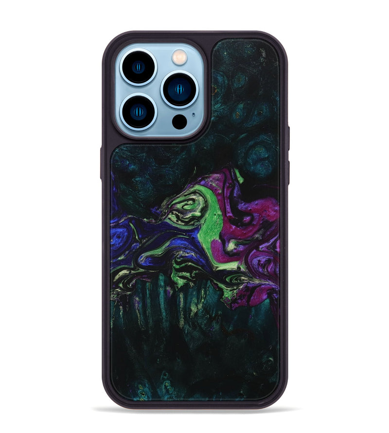 iPhone 14 Pro Max Wood+Resin Phone Case - Scarlet (Ombre, 704424)
