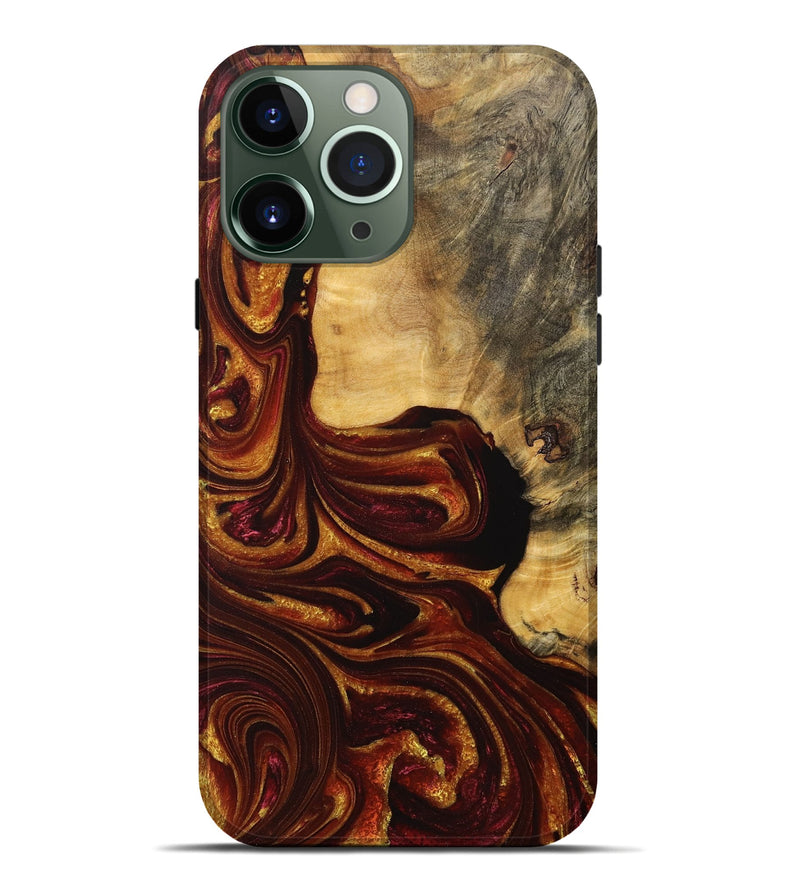 iPhone 13 Pro Max Wood+Resin Live Edge Phone Case - Miley (Red, 704605)