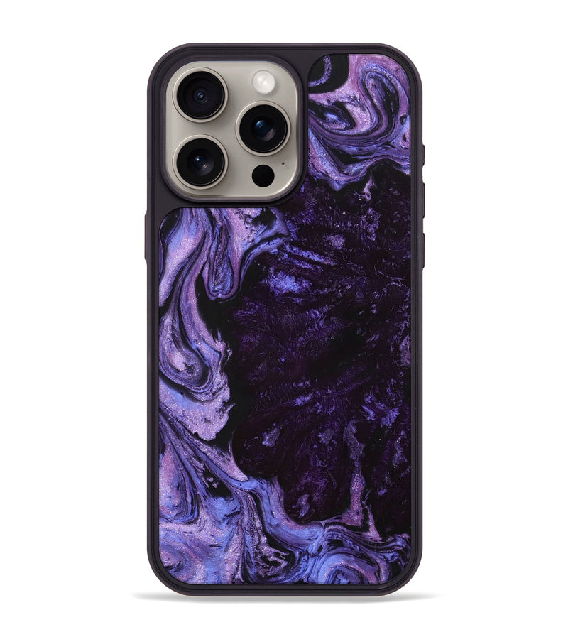 iPhone 15 Pro Max Wood+Resin Phone Case - Juan (Purple, 704748)