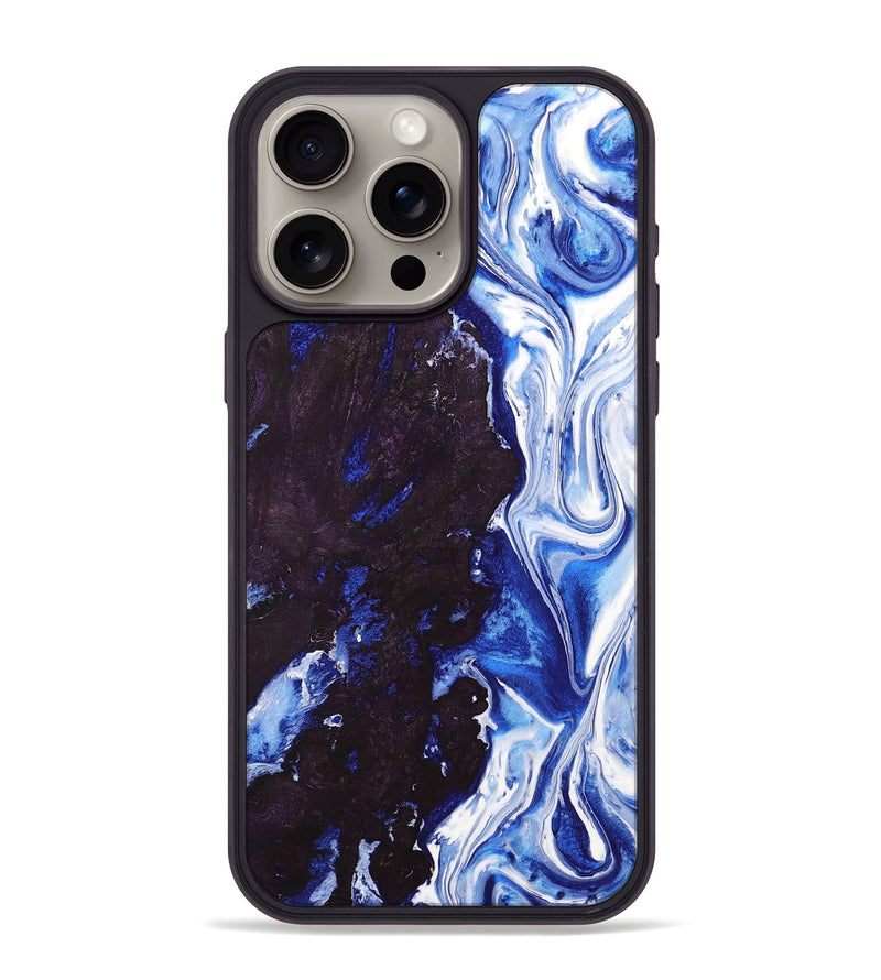 iPhone 15 Pro Max Wood+Resin Phone Case - Sherlyn (Blue, 704776)