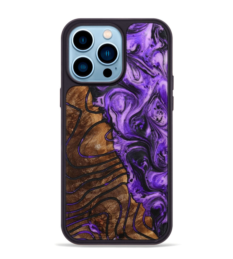 iPhone 14 Pro Max Wood+Resin Phone Case - Donald (Pattern, 704949)