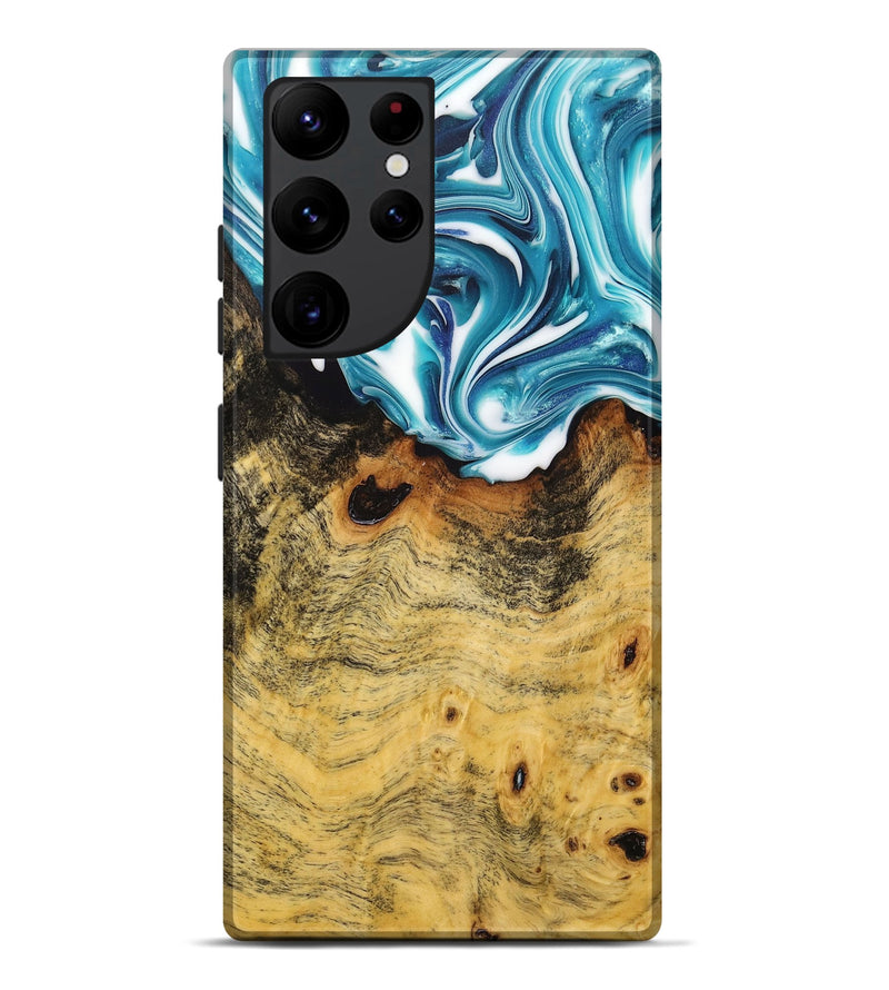 Galaxy S22 Ultra Wood+Resin Live Edge Phone Case - Ann (Blue, 704992)