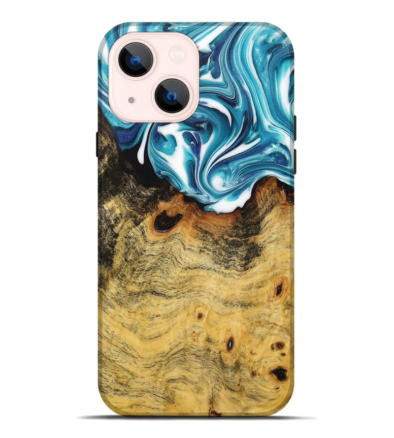 iPhone 14 Plus Wood+Resin Live Edge Phone Case - Ann (Blue, 704992)