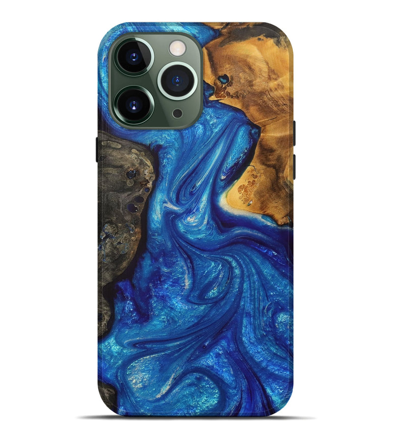 iPhone 13 Pro Max Wood+Resin Live Edge Phone Case - Marcus (Blue, 704994)