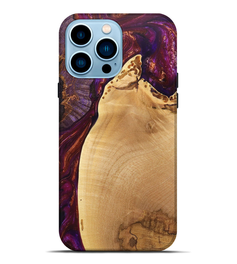 iPhone 14 Pro Max Wood+Resin Live Edge Phone Case - Tobias (Purple, 705003)