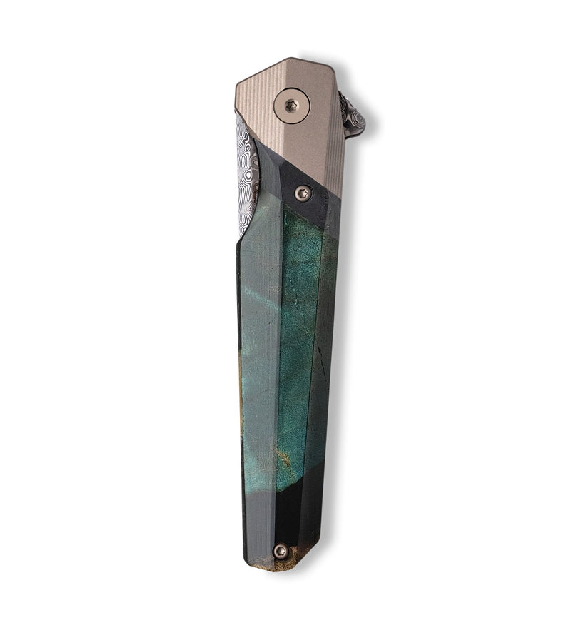 Live Edge Wood+Resin Pocket Knife - Roland (Pure Black, 705009)
