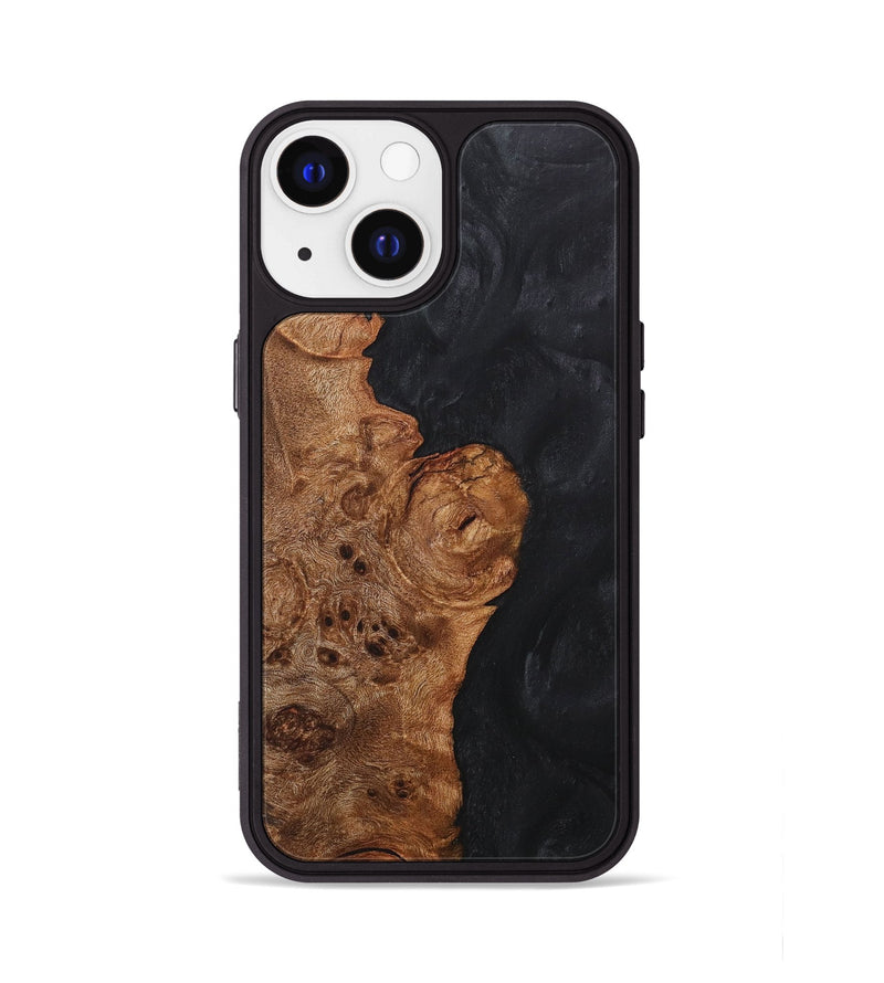 iPhone 13 Wood+Resin Phone Case - Lester (Pure Black, 705086)