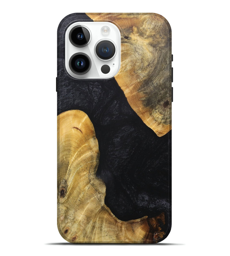 iPhone 15 Pro Max Wood+Resin Live Edge Phone Case - Daniel (Pure Black, 705114)