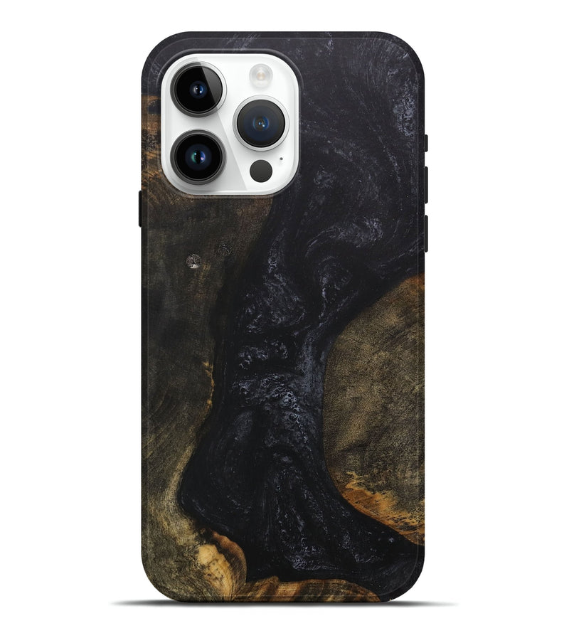 iPhone 15 Pro Max Wood+Resin Live Edge Phone Case - Wilbur (Pure Black, 705115)