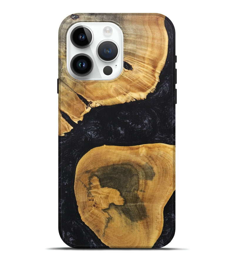 iPhone 15 Pro Max Wood+Resin Live Edge Phone Case - Lorene (Pure Black, 705117)