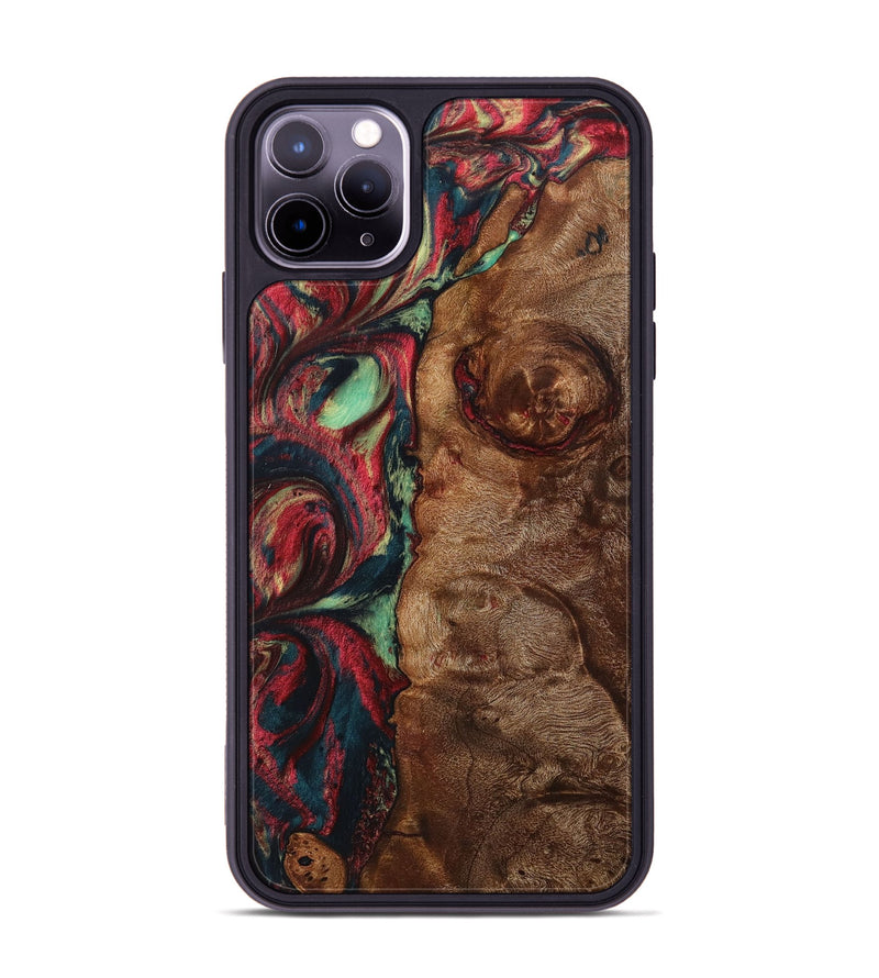 iPhone 11 Pro Max Wood+Resin Phone Case - Josie (Red, 705184)