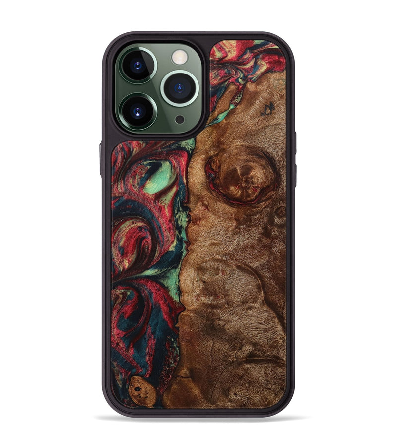 iPhone 13 Pro Max Wood+Resin Phone Case - Josie (Red, 705184)