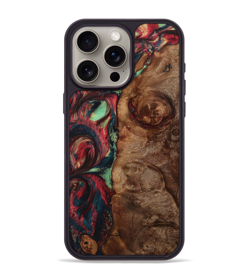 iPhone 15 Pro Max Wood+Resin Phone Case - Josie (Red, 705184)