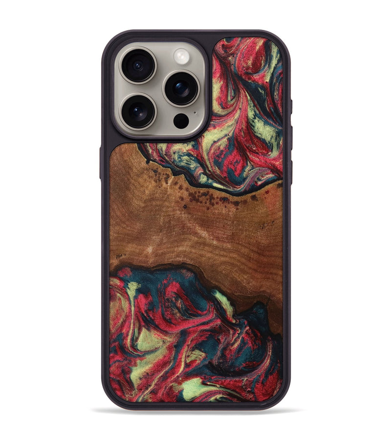 iPhone 15 Pro Max Wood+Resin Phone Case - Kasey (Red, 705189)