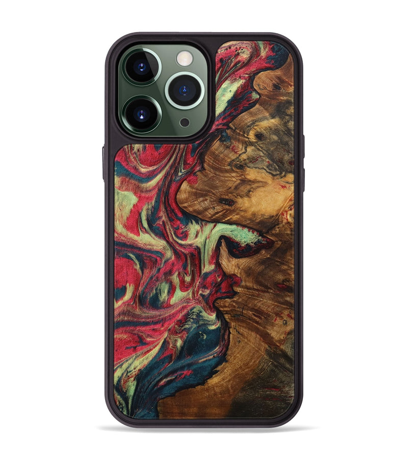 iPhone 13 Pro Max Wood+Resin Phone Case - Antonio (Red, 705190)
