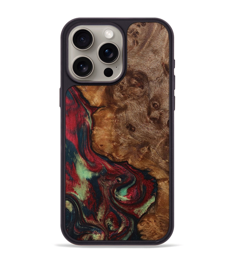 iPhone 15 Pro Max Wood+Resin Phone Case - Gabriel (Red, 705199)