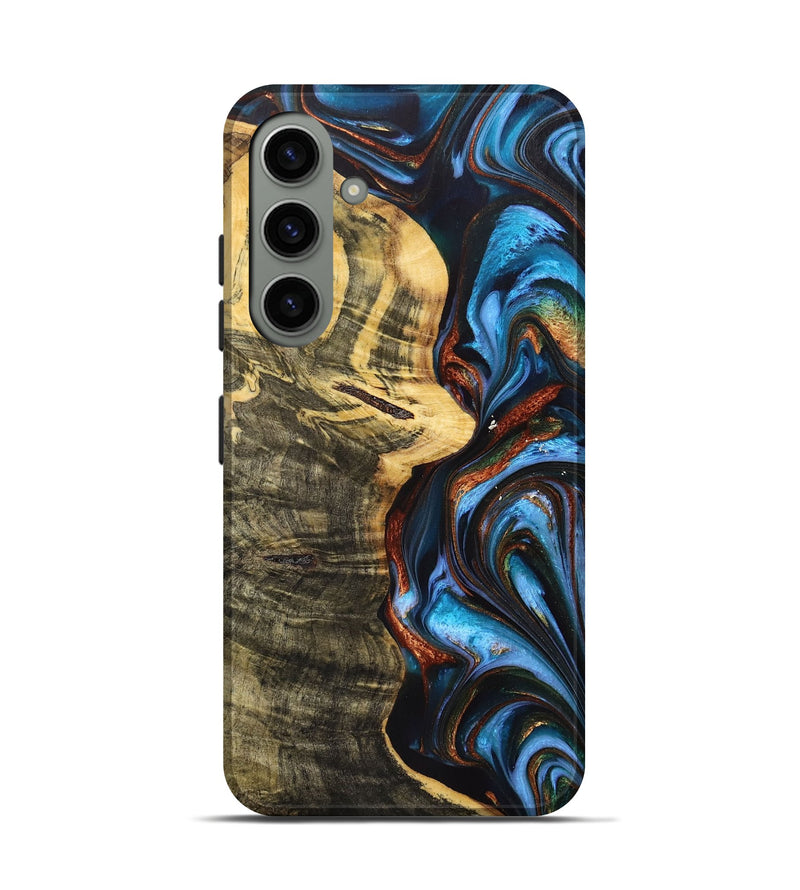 Galaxy S24 Wood+Resin Live Edge Phone Case - Anastasia (Teal & Gold, 705222)