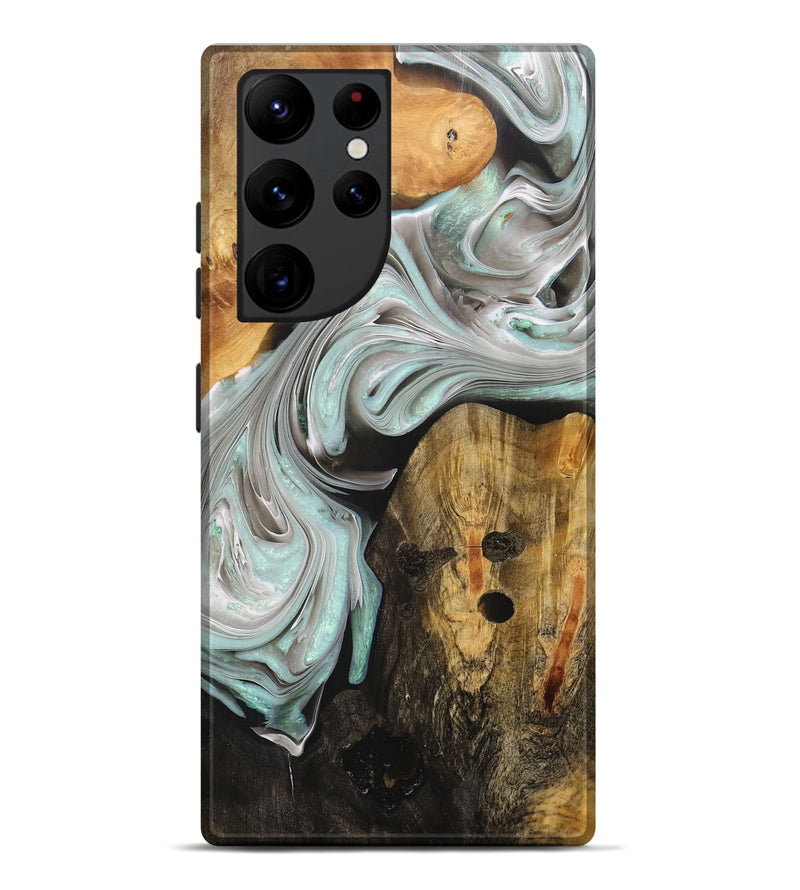 Galaxy S22 Ultra Wood+Resin Live Edge Phone Case - Braxton (Black & White, 705226)