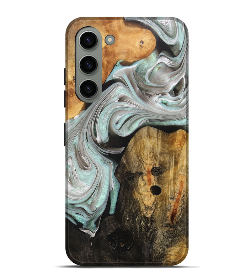 Galaxy S23 Plus Wood+Resin Live Edge Phone Case - Braxton (Black & White, 705226)
