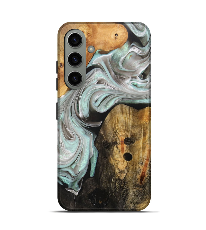 Galaxy S24 Wood+Resin Live Edge Phone Case - Braxton (Black & White, 705226)