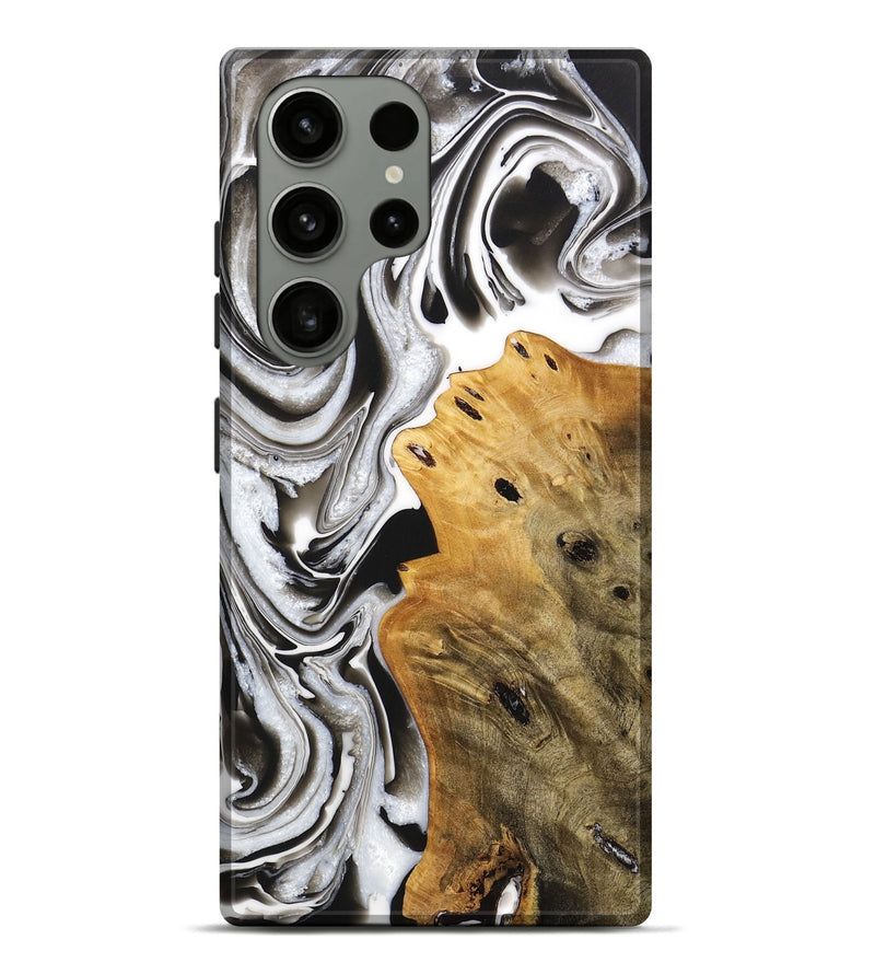 Galaxy S23 Ultra Wood+Resin Live Edge Phone Case - Gladys (Black & White, 705228)