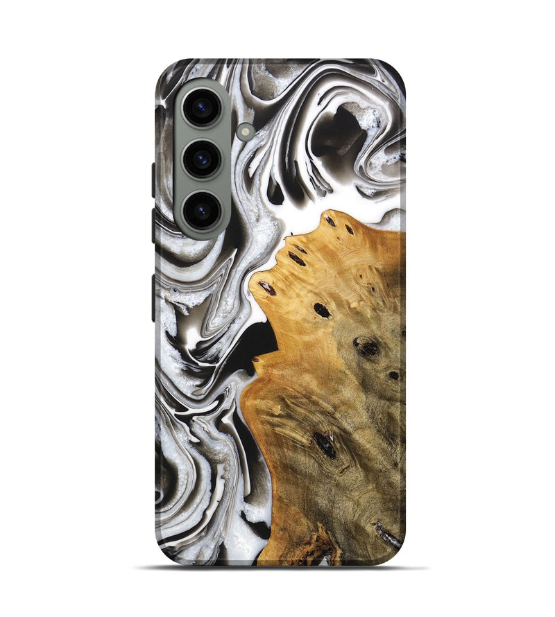 Galaxy S24 Wood+Resin Live Edge Phone Case - Gladys (Black & White, 705228)
