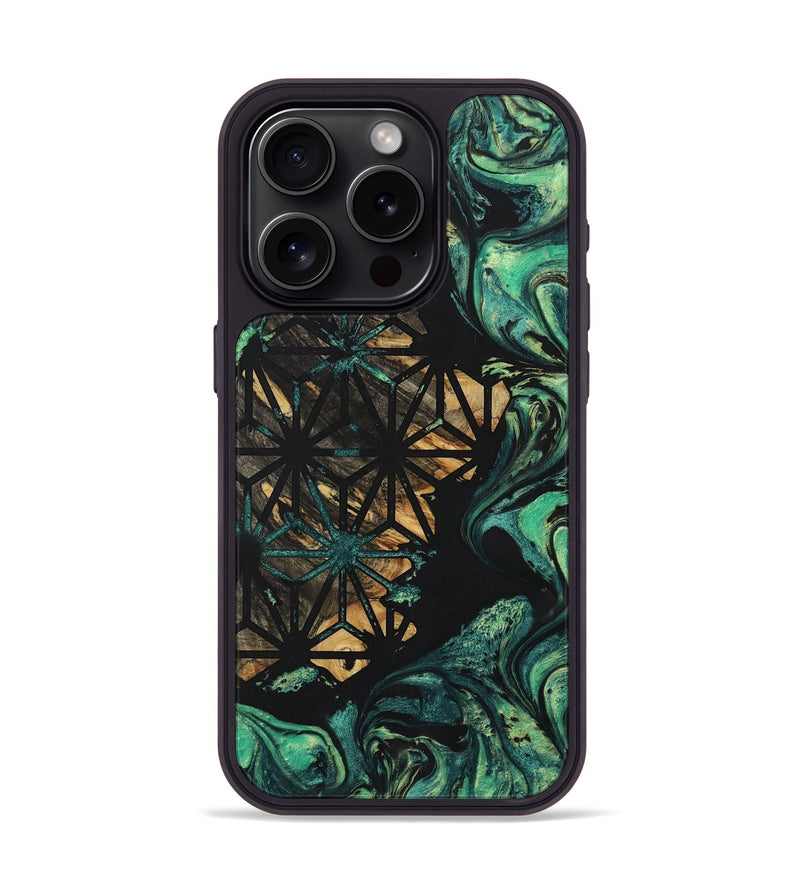iPhone 15 Pro Wood+Resin Phone Case - Diamond (Pattern, 705310)