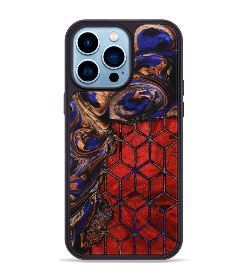 iPhone 14 Pro Max Wood+Resin Phone Case - Emma (Pattern, 705311)