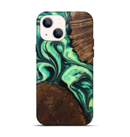 iPhone 13 Wood+Resin Live Edge Phone Case - Wilbur (Green, 705420)