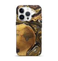iPhone 15 Pro Wood+Resin Live Edge Phone Case - Lowell (Black & White, 705422)