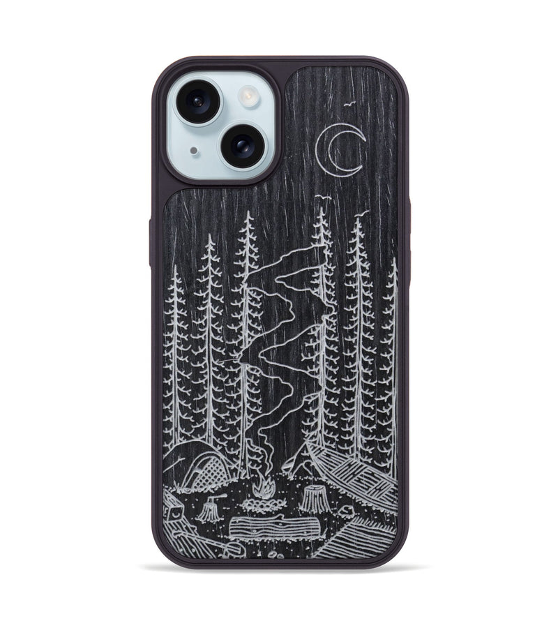 iPhone 15 Wood Phone Case - Camp - Ebony (Curated)