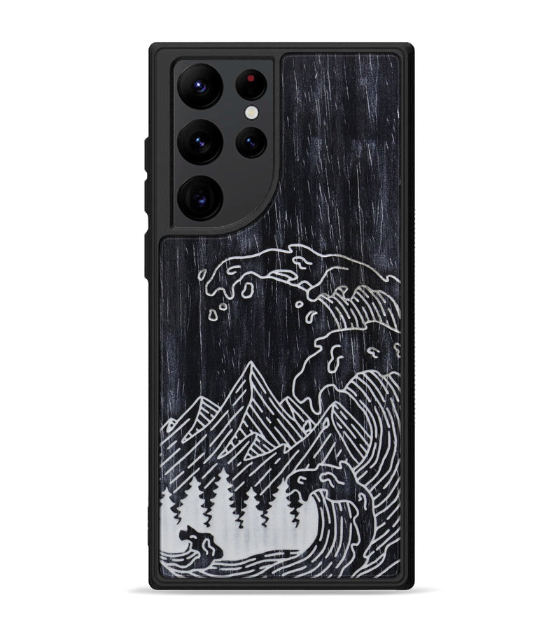 Galaxy S22 Ultra Wood Phone Case - Wave - Ebony (Curated)