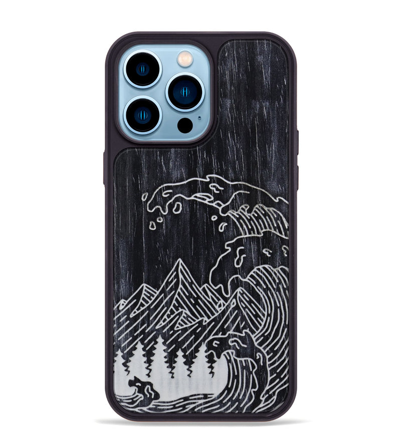 iPhone 14 Pro Max Wood Phone Case - Wave - Ebony (Curated)