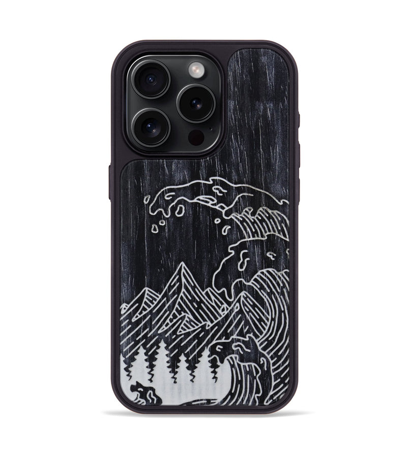 iPhone 15 Pro Wood Phone Case - Wave - Ebony (Curated)